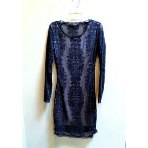 Olivaceous Dress Long Sleeve Black Floral Lace Embroidered Sheer